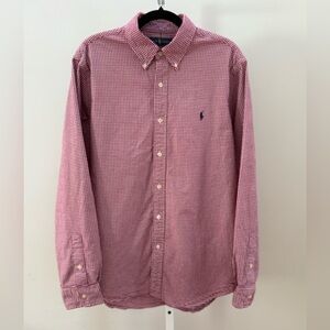 RALPH LAUREN Slim Fit Red/White Gingham Stretch Oxford Shirt SIZE XL